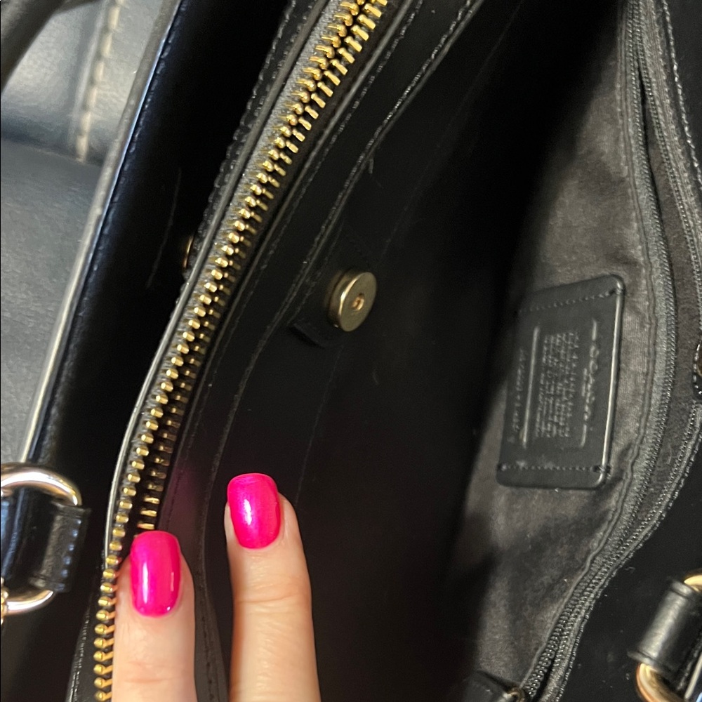 Coach Tan and Black Lillie Carryall Signature Satchel - Picture 6 of 8
